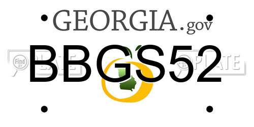 BBGS52 Georgia License Plate