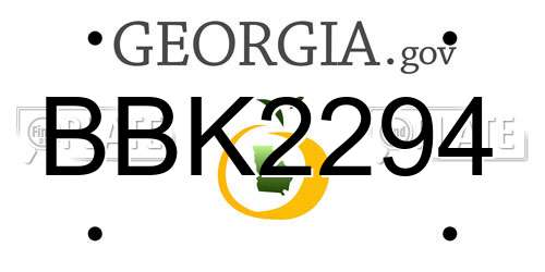 BBK2294 Georgia License Plate