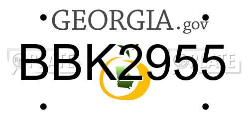 BBK2955 Georgia License Plate