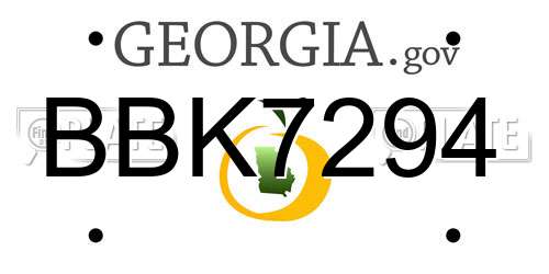 BBK7294 Georgia License Plate