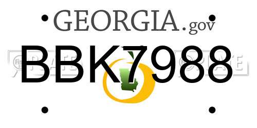 BBK7988 Georgia License Plate