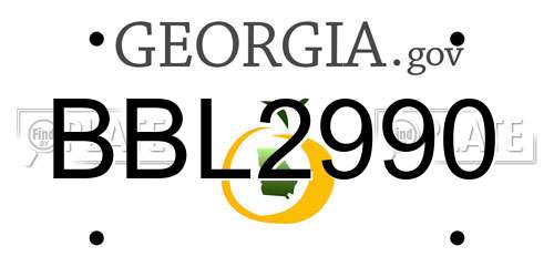 BBL2990 Georgia License Plate