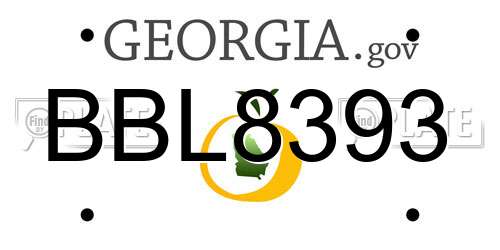 BBL8393 Georgia License Plate