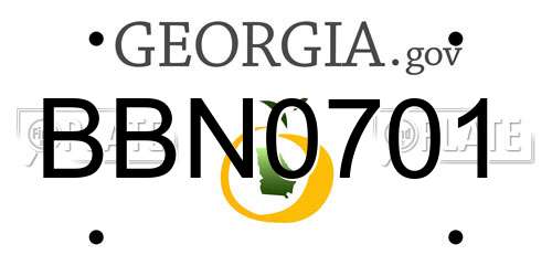 BBN0701 Georgia License Plate