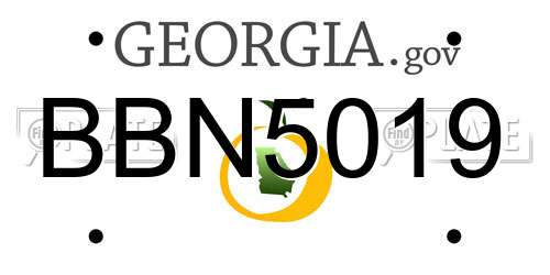 BBN5019 Georgia License Plate