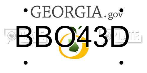 BBO43D Georgia License Plate