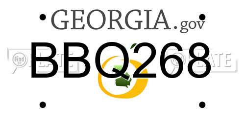 BBQ268 Georgia License Plate