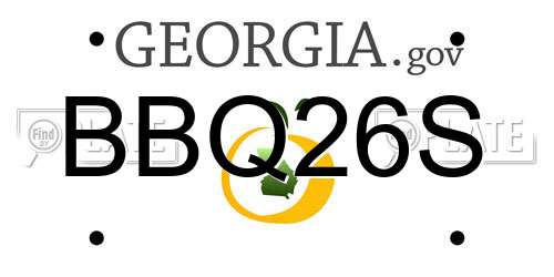 BBQ26S Georgia License Plate