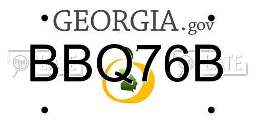 BBQ76B Georgia License Plate