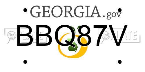 BBQ87V Georgia License Plate