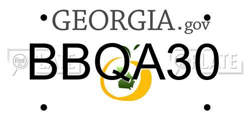 BBQA30 Georgia License Plate