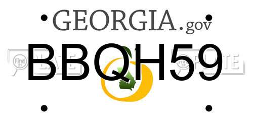 BBQH59 Georgia License Plate