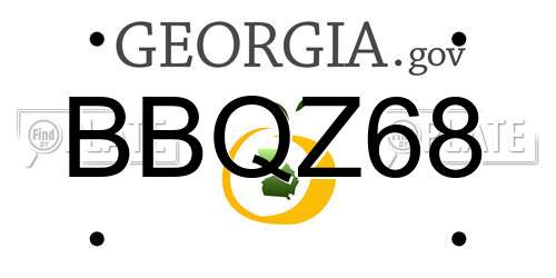 BBQZ68 Georgia License Plate