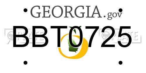 BBT0725 Georgia License Plate