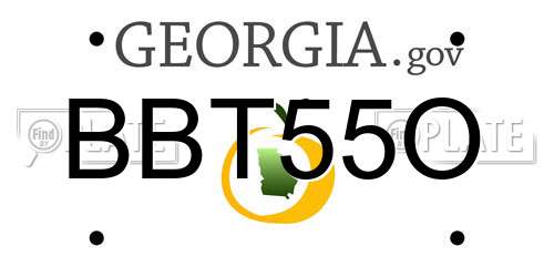 BBT55O Georgia License Plate