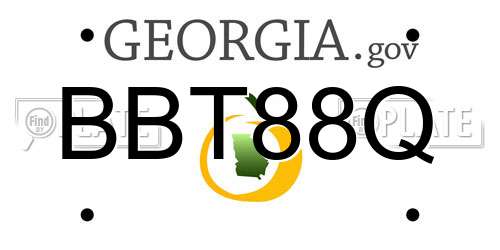 BBT88Q Georgia License Plate
