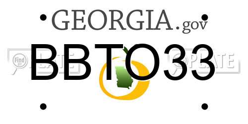 BBTO33 Georgia License Plate