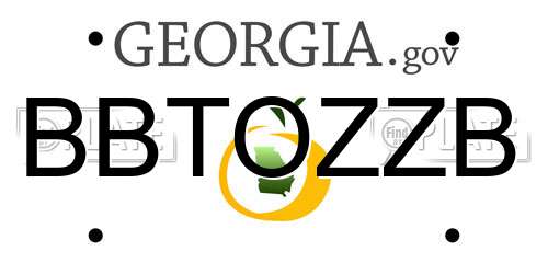 BBTOZZB Georgia License Plate