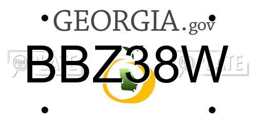 BBZ38W Georgia License Plate
