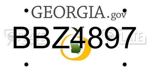 BBZ4897 Georgia License Plate