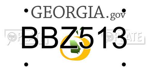 BBZ513 Georgia License Plate