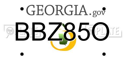 BBZ85O Georgia License Plate