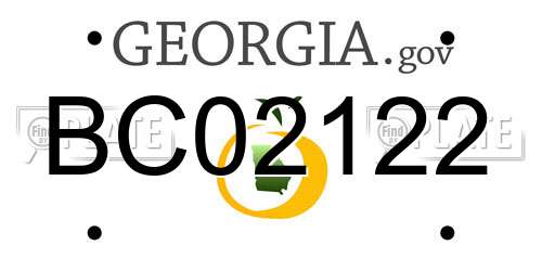 BC02122 Georgia License Plate