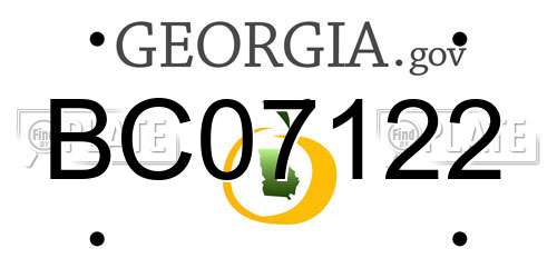 BC07122 Georgia License Plate
