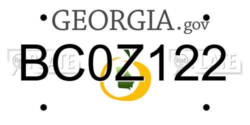 BC0Z122 Georgia License Plate