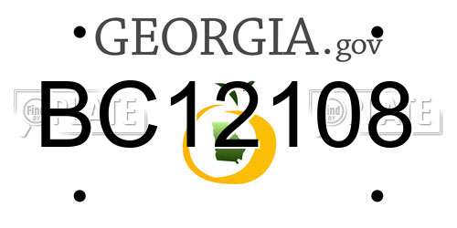BC12108 Georgia License Plate