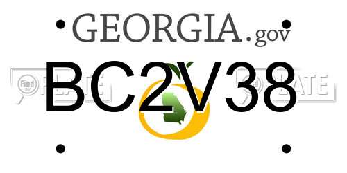 BC2V38 Georgia License Plate
