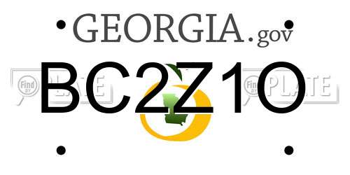 BC2Z1O Georgia License Plate