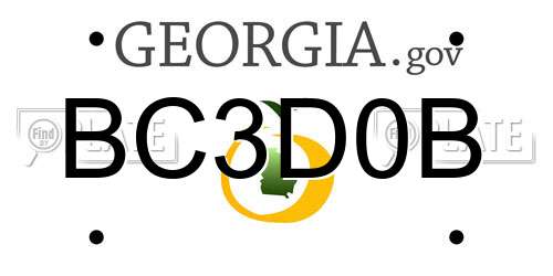 BC3D0B Georgia License Plate