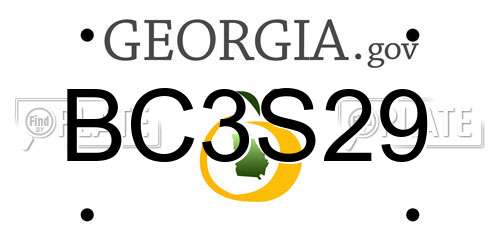 BC3S29 Georgia License Plate