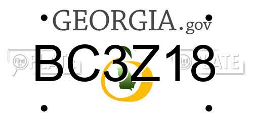 BC3Z18 Georgia License Plate