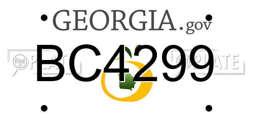 BC4299 Georgia License Plate