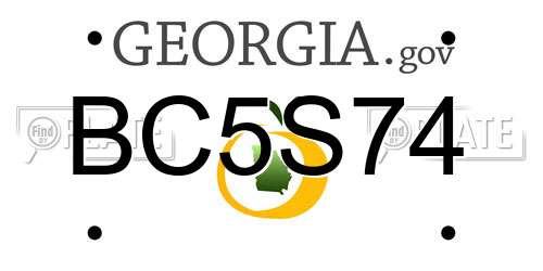 BC5S74 Georgia License Plate