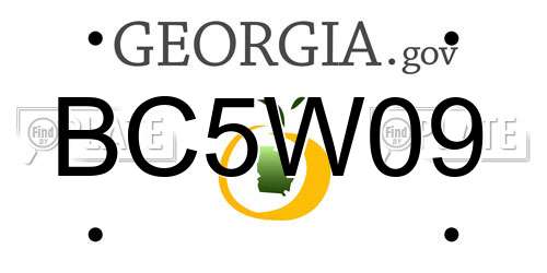 BC5W09 Georgia License Plate