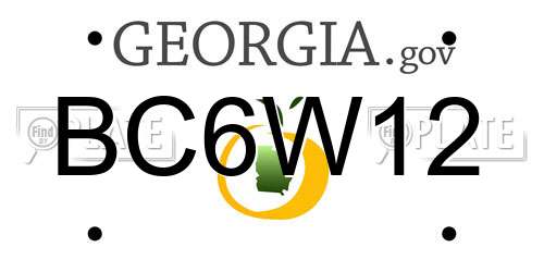 BC6W12 Georgia License Plate