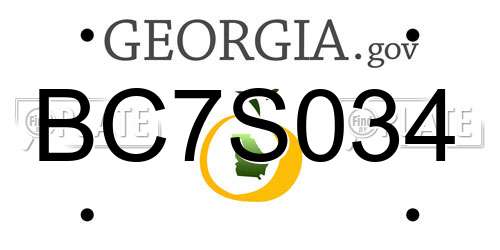 BC7S034 Georgia License Plate