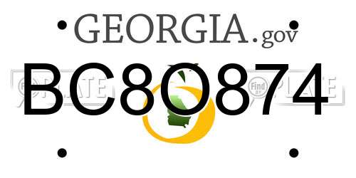 BC8O874 Georgia License Plate