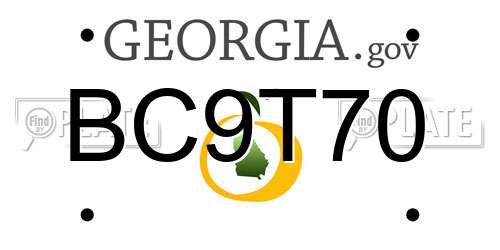 BC9T70 Georgia License Plate