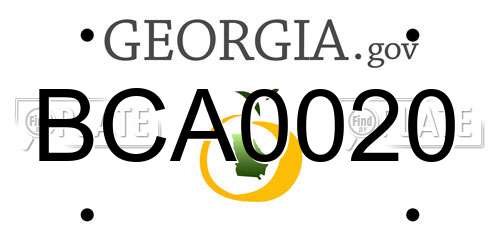 BCA0020 Georgia License Plate