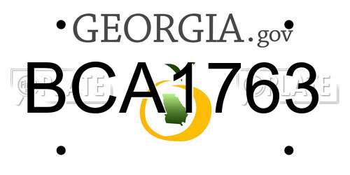 BCA1763 Georgia License Plate