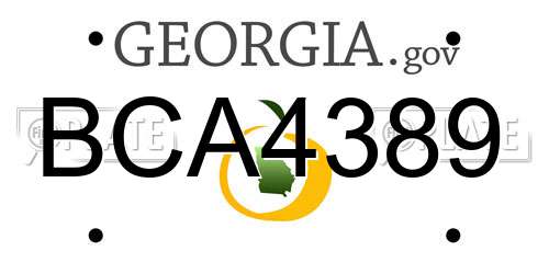 BCA4389 Georgia License Plate