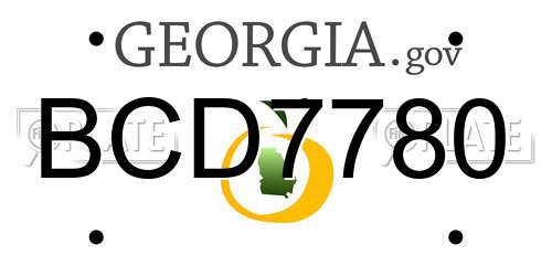BCD7780 Georgia License Plate