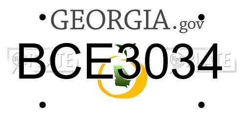 BCE3034 Georgia License Plate