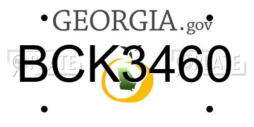 BCK3460 Georgia License Plate