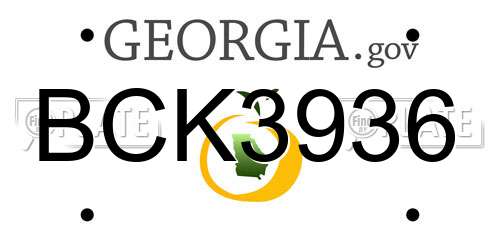 BCK3936 Georgia License Plate