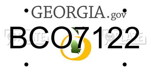 BCO7122 Georgia License Plate